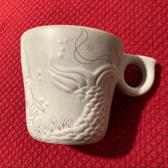 STARBUCKS 2016 Gray Coffee Cup 12 oz Embossed Mermaid Siren Tail Anniversary Mug - Picture 2 of 7